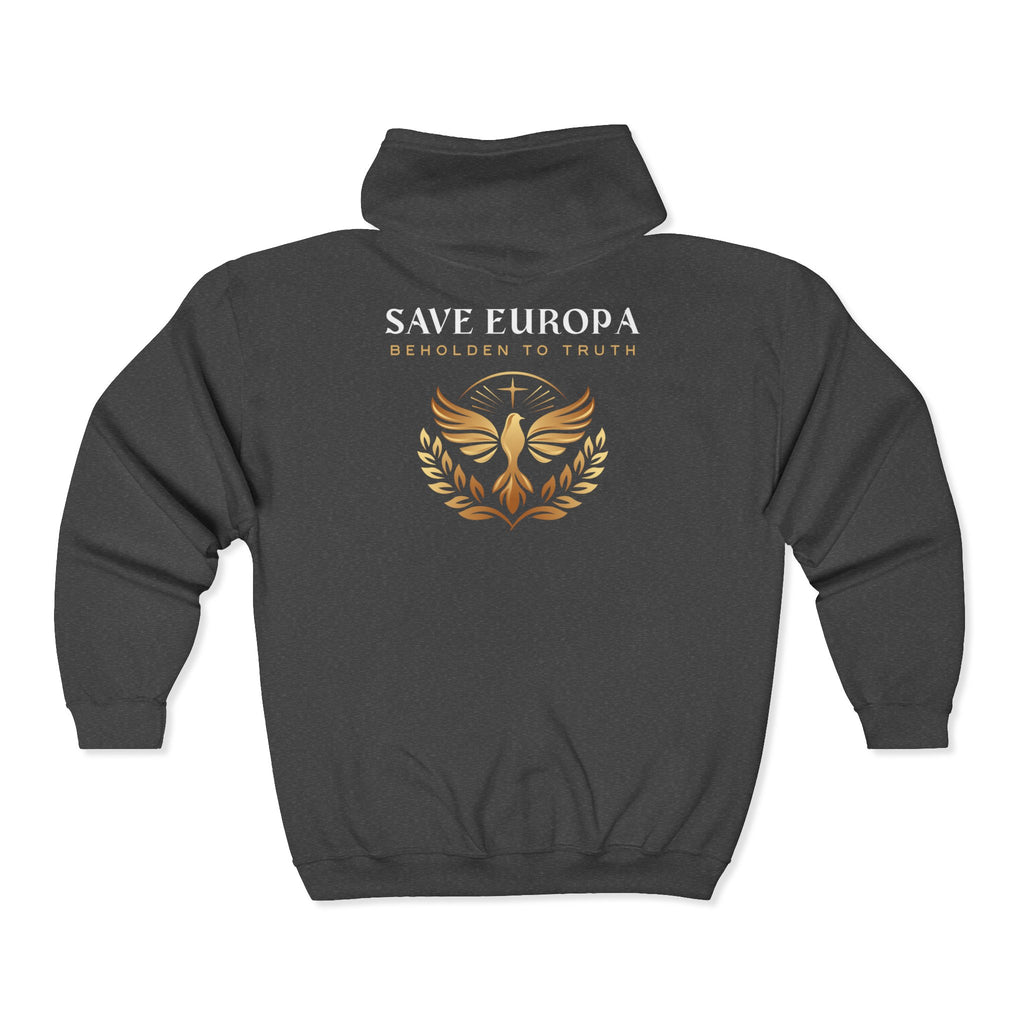 Save Europa x Beholden to Truth Unisex Full Zip Hooded Sweatshirt